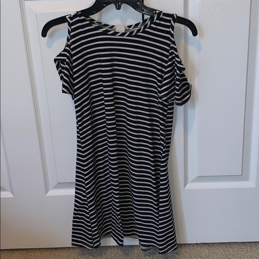 Black and white striped dress
